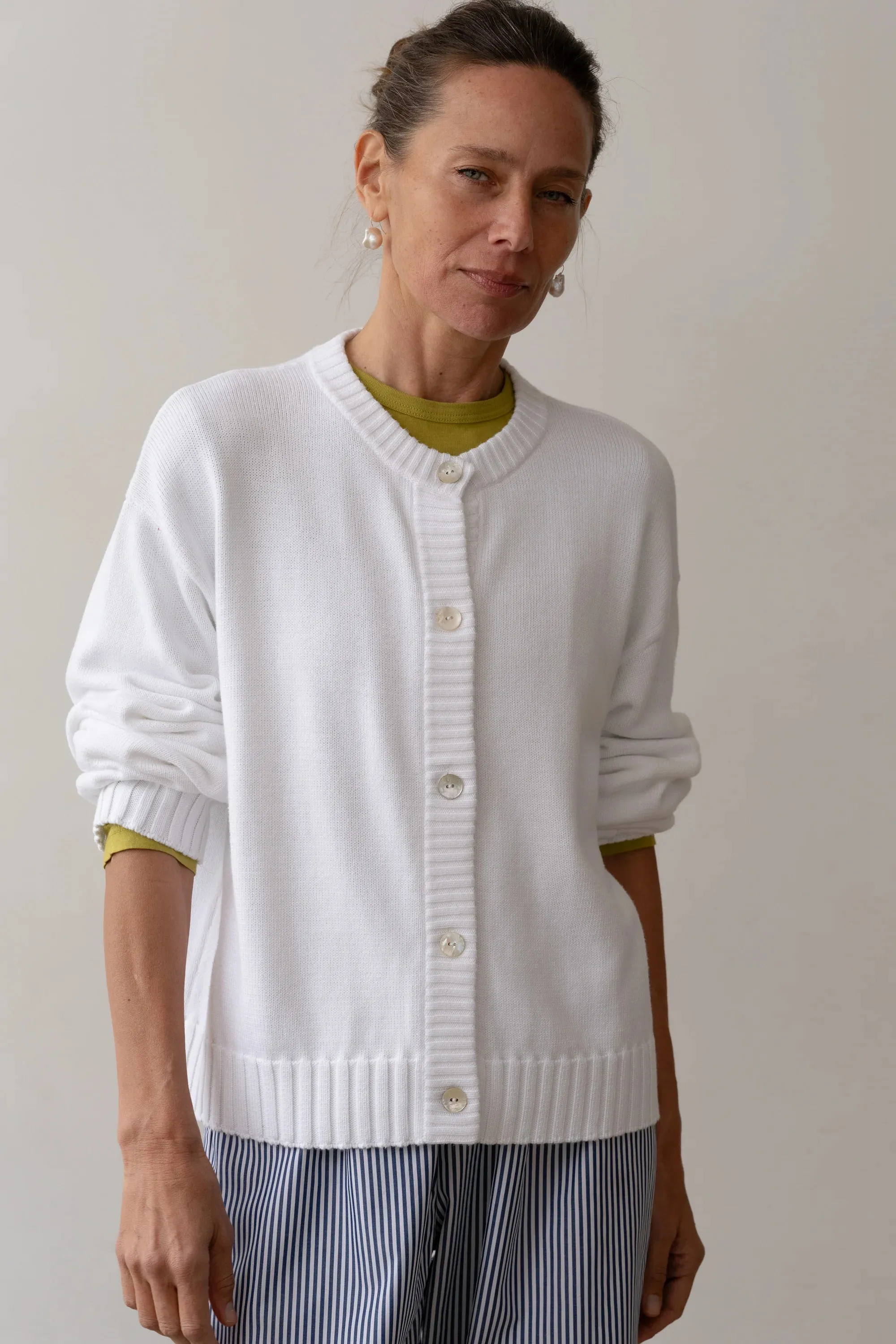 THE COTTON KNIT CARDIGAN - POWDER sold by Wildflower