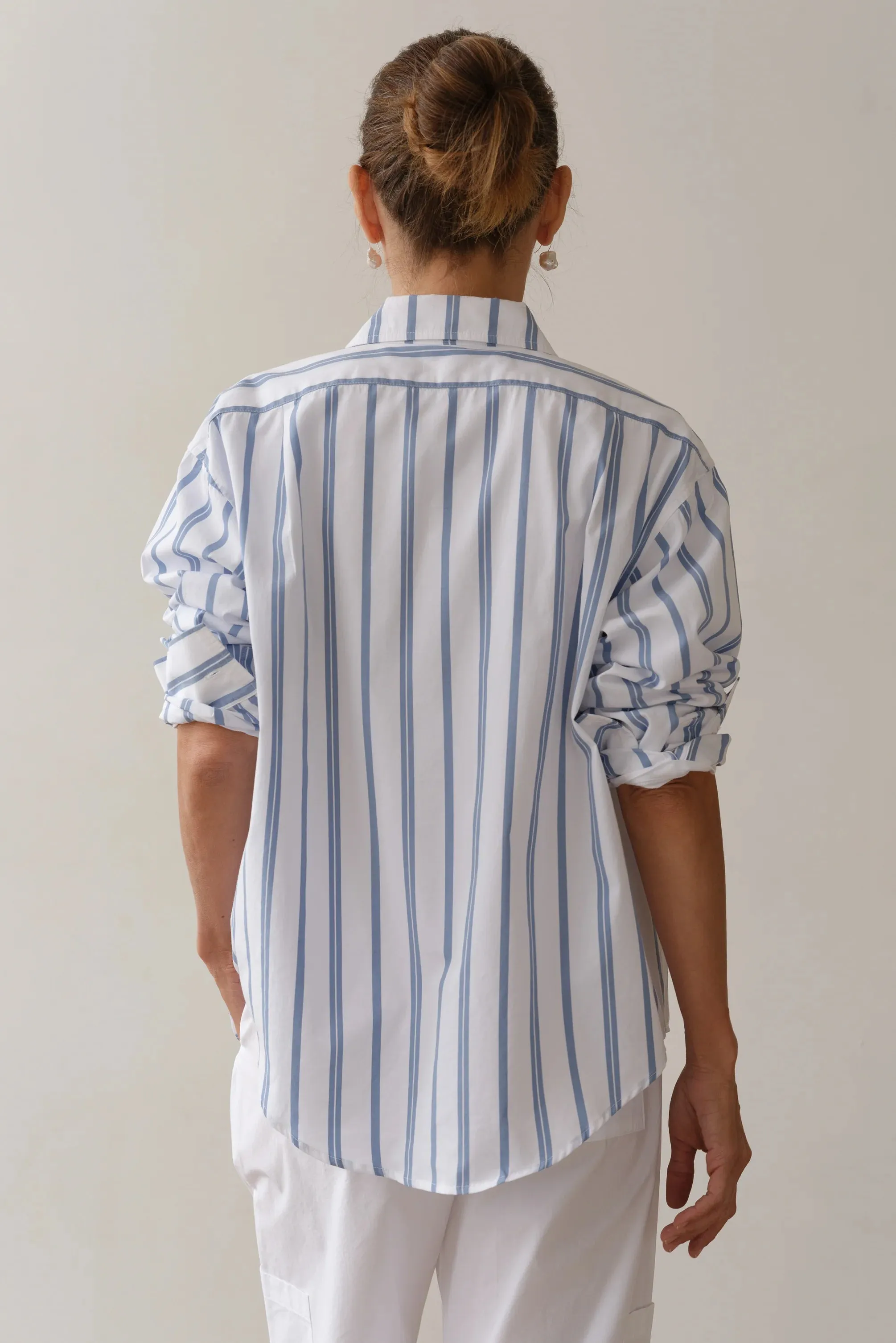 THE POPLIN SHIRT - CORNFLOWER STRIPE sold by Wildflower product image thumbnail 5