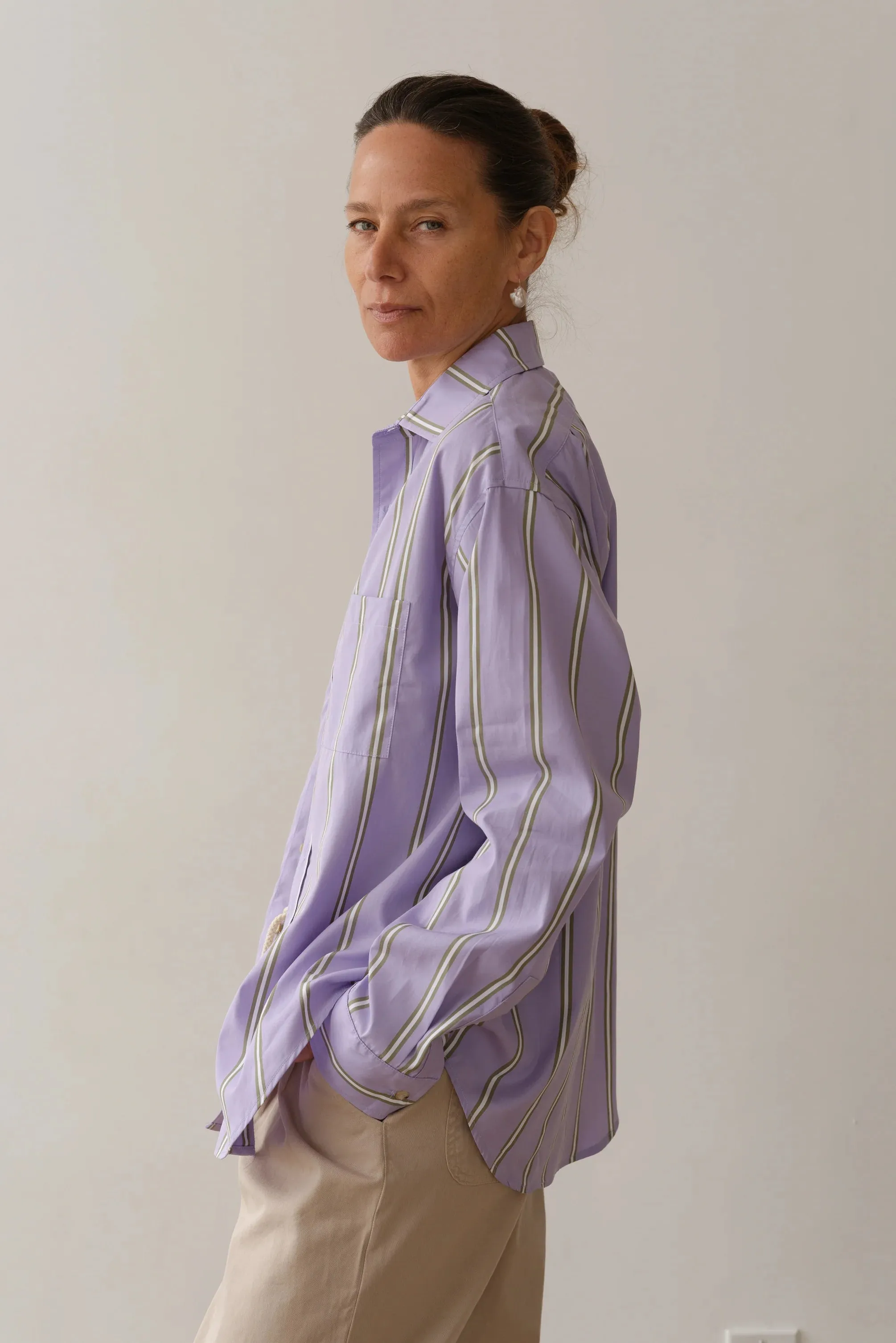 THE POPLIN SHIRT - TARO STRIPE sold by Wildflower product image thumbnail 4