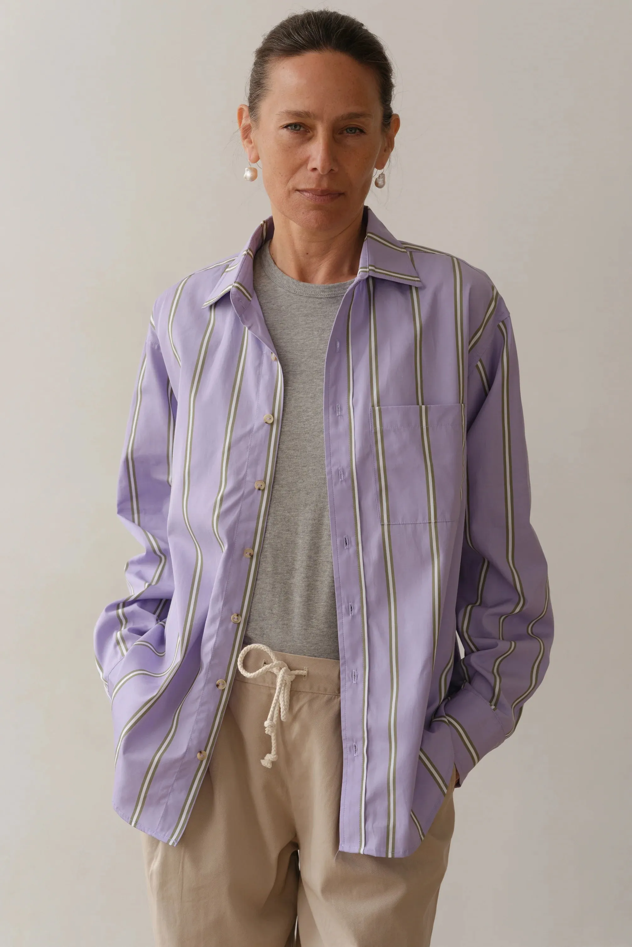 THE POPLIN SHIRT - TARO STRIPE sold by Wildflower