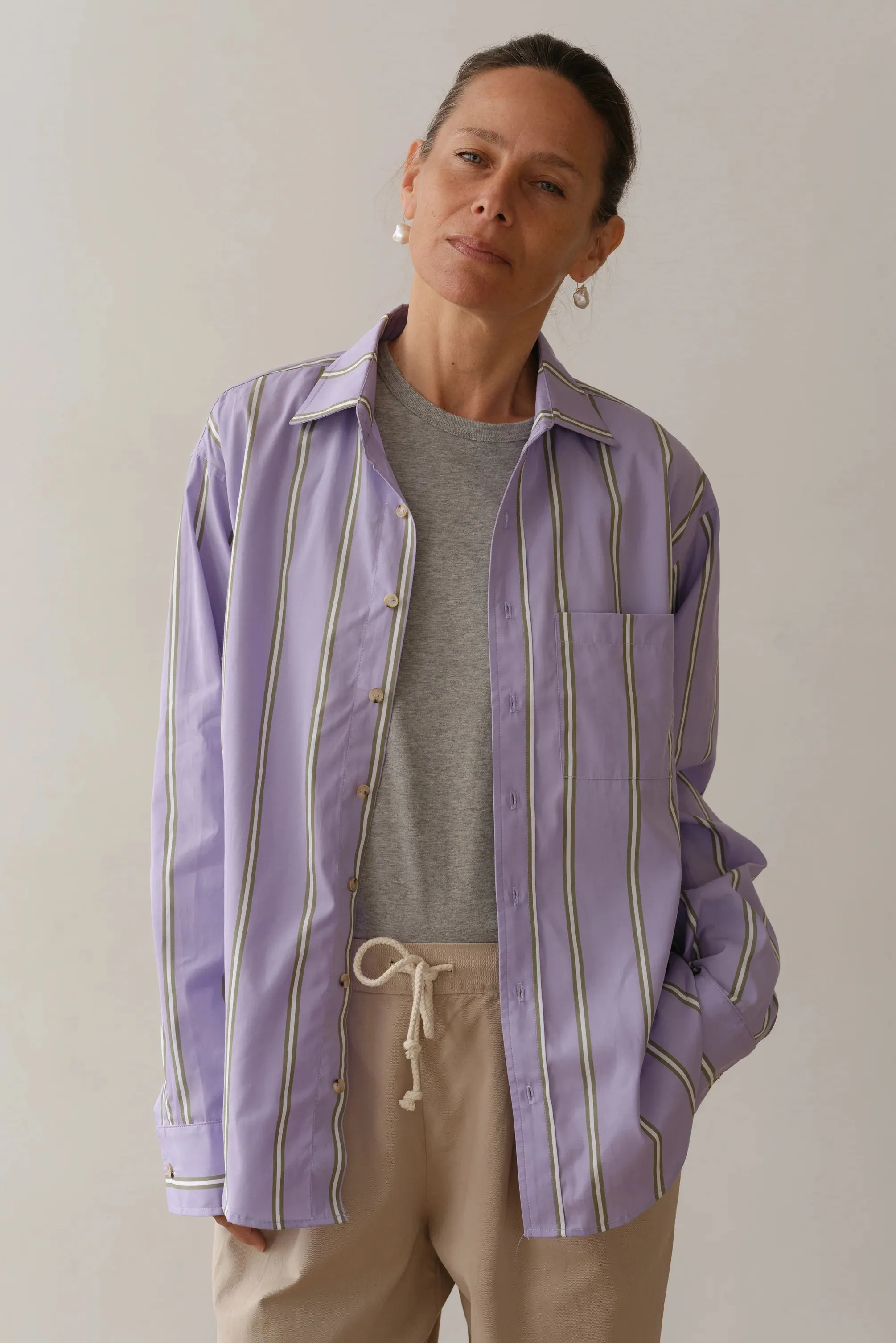THE POPLIN SHIRT - TARO STRIPE sold by Wildflower product image thumbnail 3