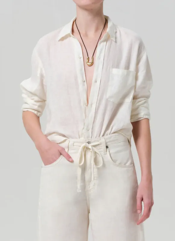 KAYLA SHRUNKEN LINEN SHIRT - VANILLA sold by Wildflower