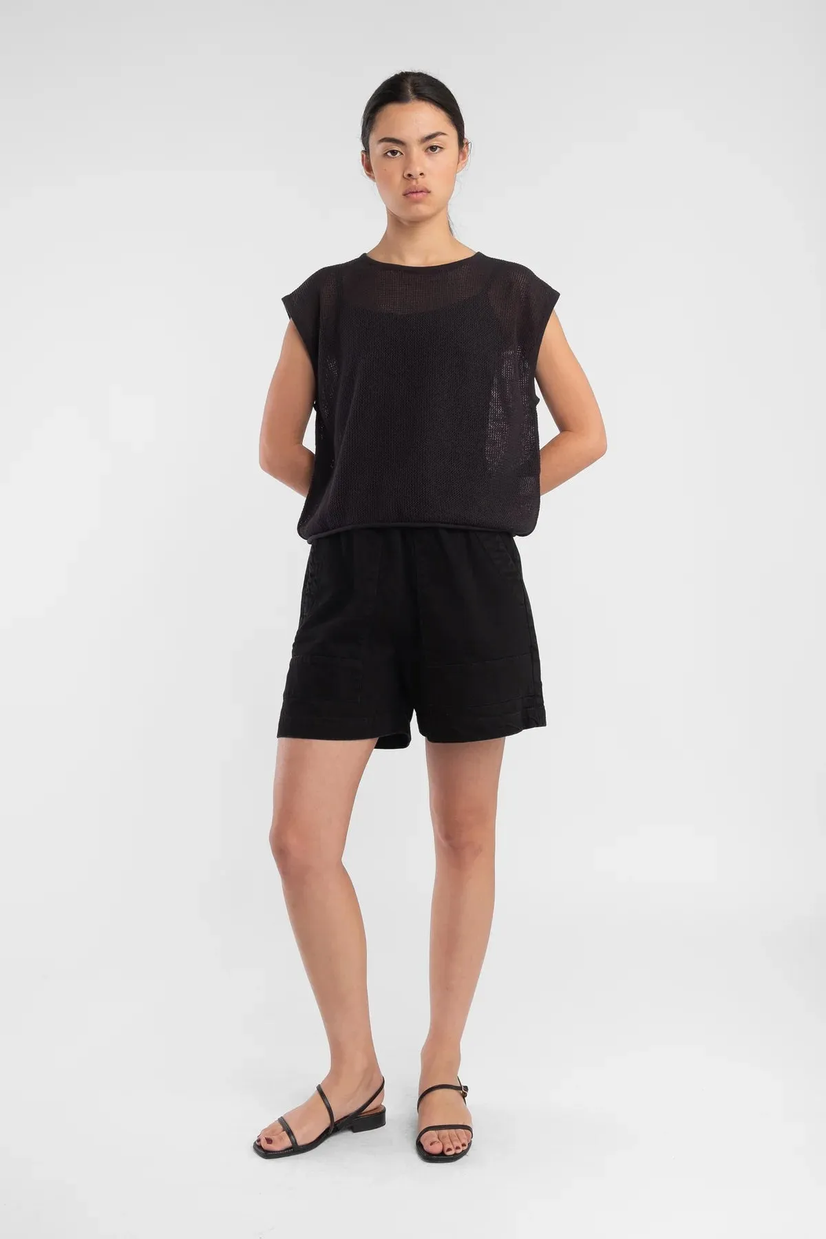 FADED BLACK FINE MESH TANK sold by Wildflower product image thumbnail 3