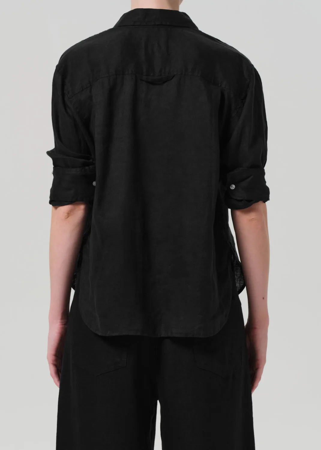 KAYLA SHRUNKEN LINEN SHIRT - BLACK sold by Wildflower product image thumbnail 2