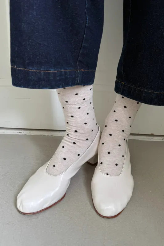 SNEAKER SOCKS - POLKA DOT - OATMEAL/BLACK sold by Wildflower