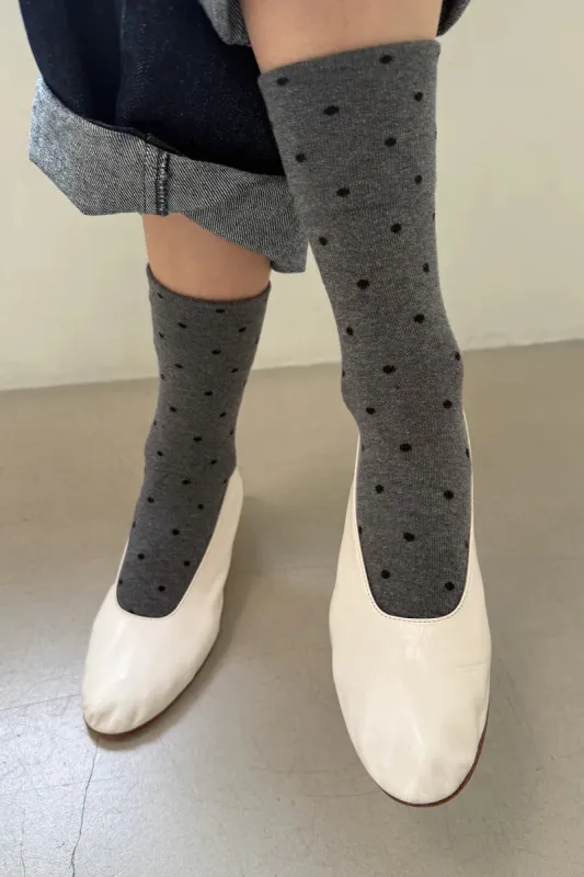 SNEAKER SOCKS - POLKA DOT - CHARCOAL/BLACK sold by Wildflower