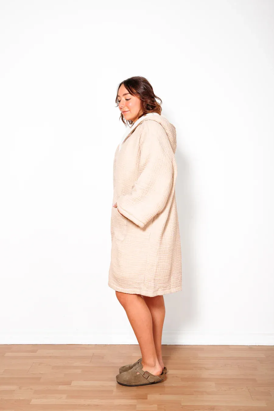THE POLAR UNISEX FLEECE LINED MUSLIN ZIP PONCHO sold by Wildflower product image thumbnail 3