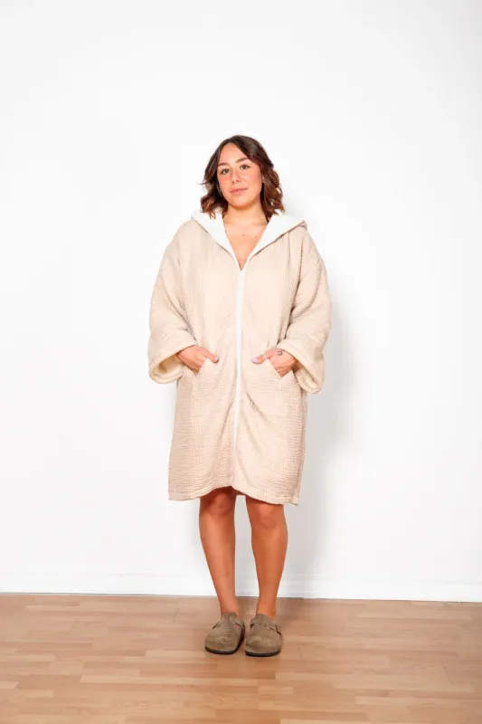 THE POLAR UNISEX FLEECE LINED MUSLIN ZIP PONCHO sold by Wildflower