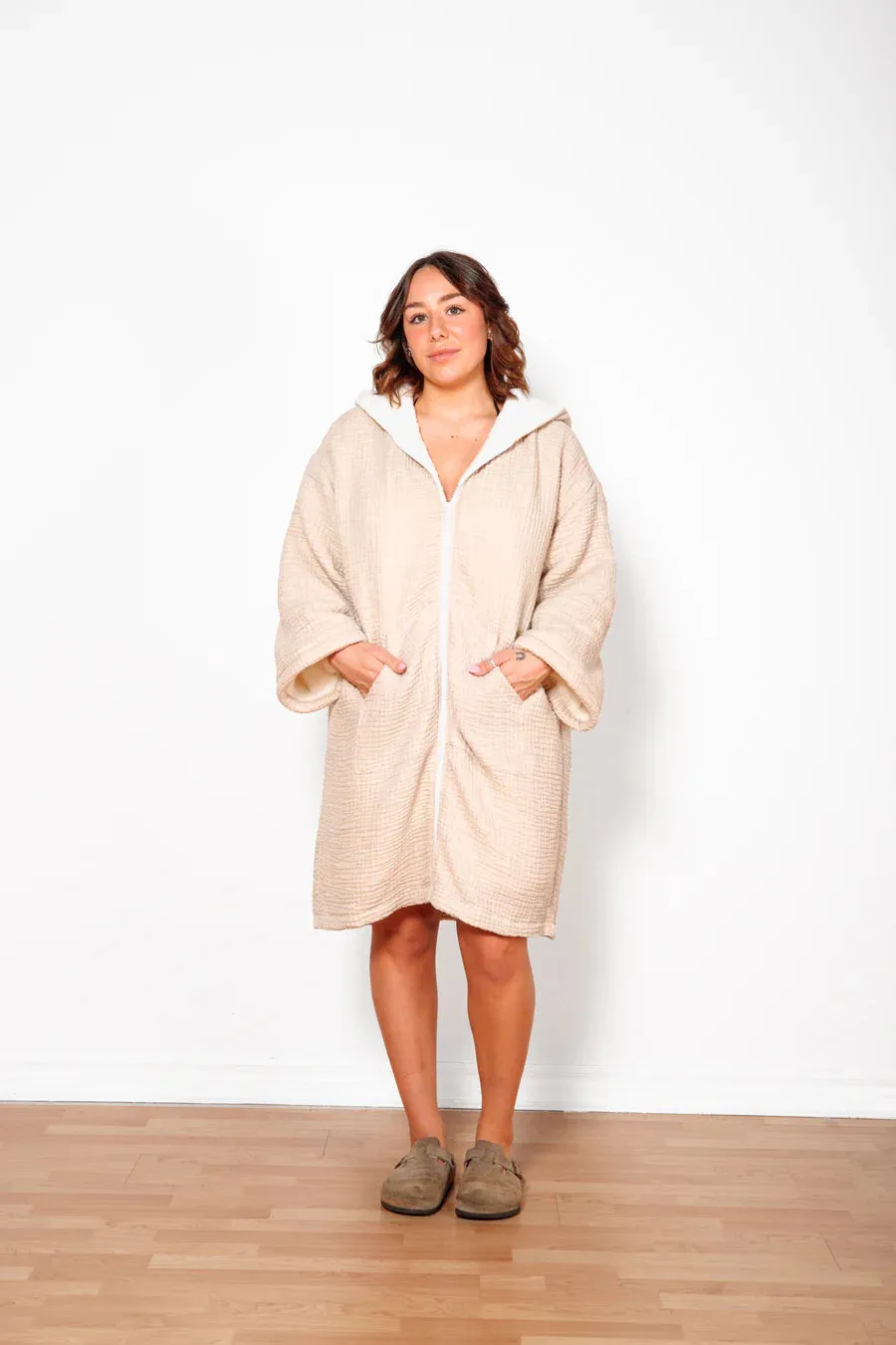 THE POLAR UNISEX FLEECE LINED MUSLIN ZIP PONCHO sold by Wildflower