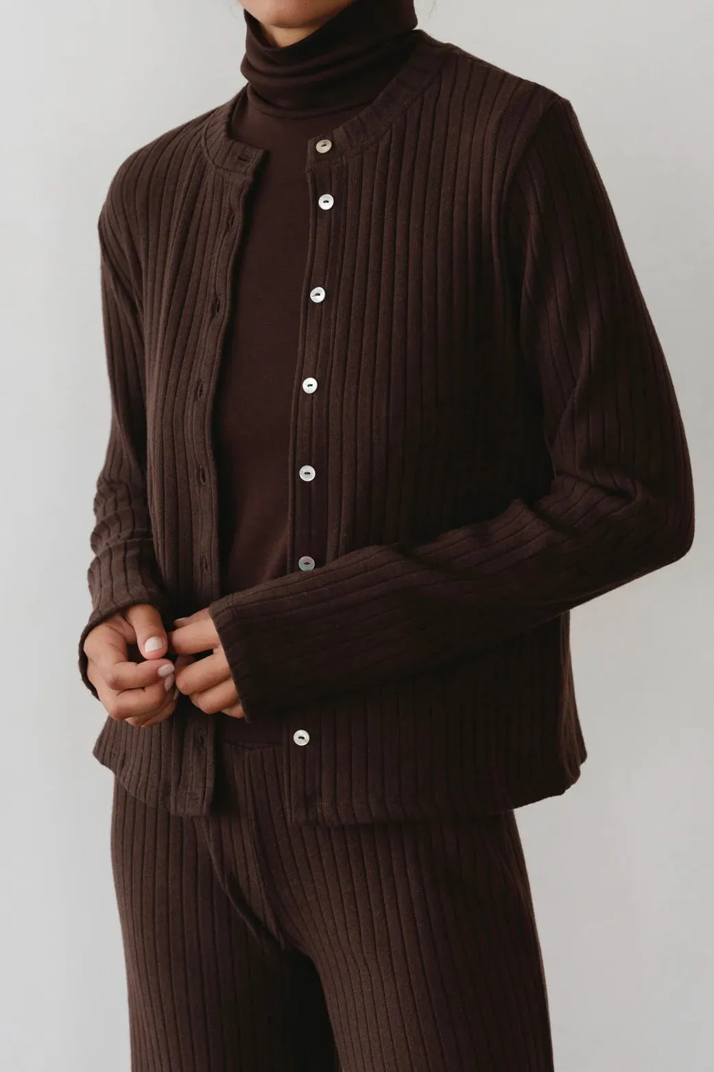 THE SWEATER RIB CARDI - ESPRESSO sold by Wildflower