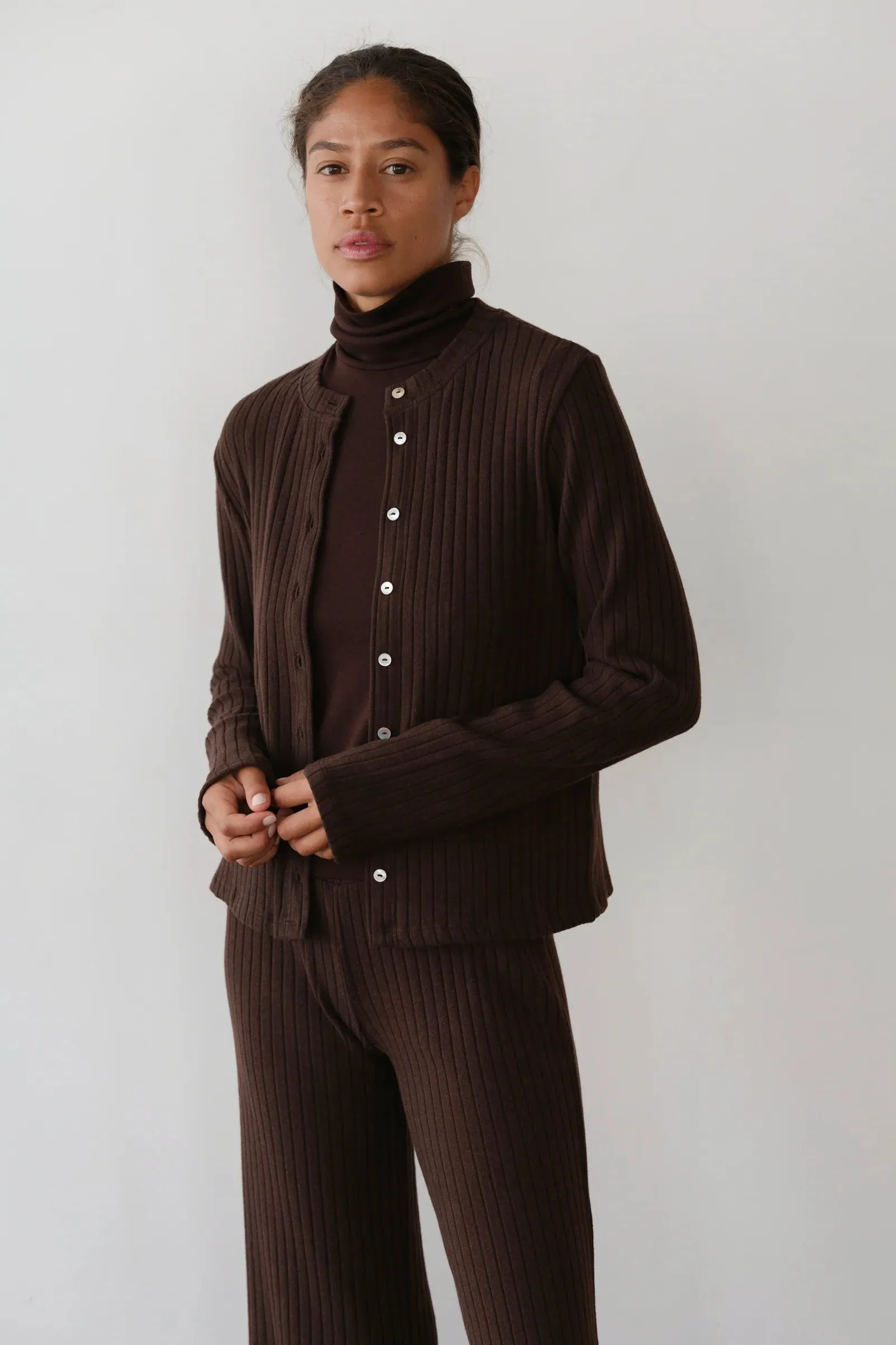 THE SWEATER RIB CARDI - ESPRESSO sold by Wildflower product image thumbnail 4