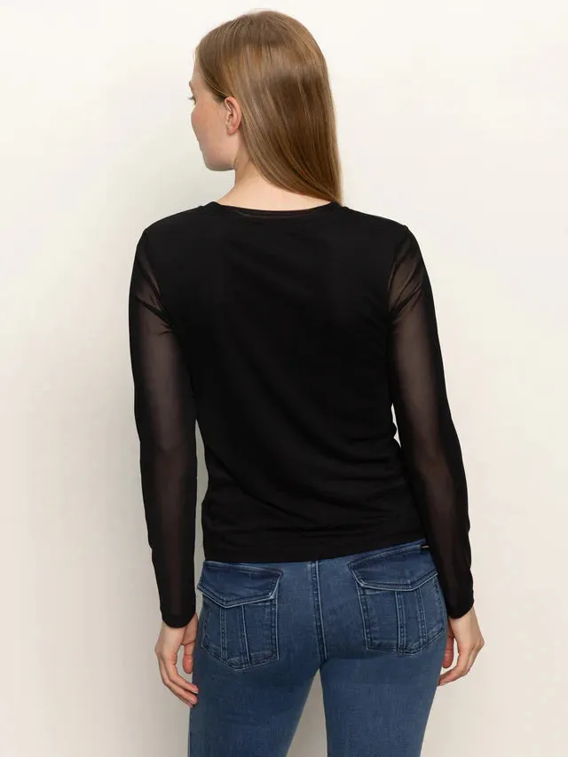 LONG SLEEVE PERFECT MESH TEE - BLACK sold by Wildflower product image thumbnail 5