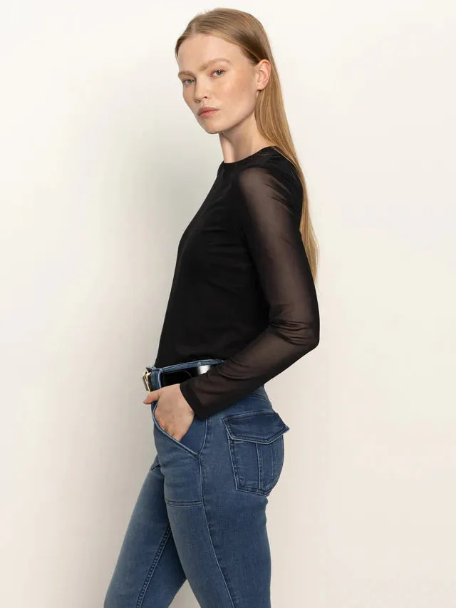 LONG SLEEVE PERFECT MESH TEE - BLACK sold by Wildflower product image thumbnail 4