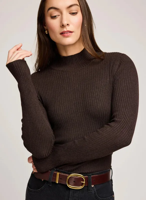 ARLEN MOCK NECK SWEATER - HEATHER DARKWOOD sold by Wildflower