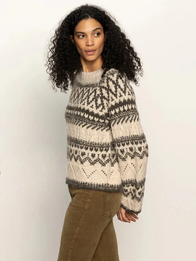 FAIRISLE CREW NECK SWEATER - LIGHT OAT sold by Wildflower product image thumbnail 3