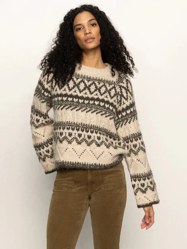 FAIRISLE CREW NECK SWEATER - LIGHT OAT sold by Wildflower product image thumbnail 2