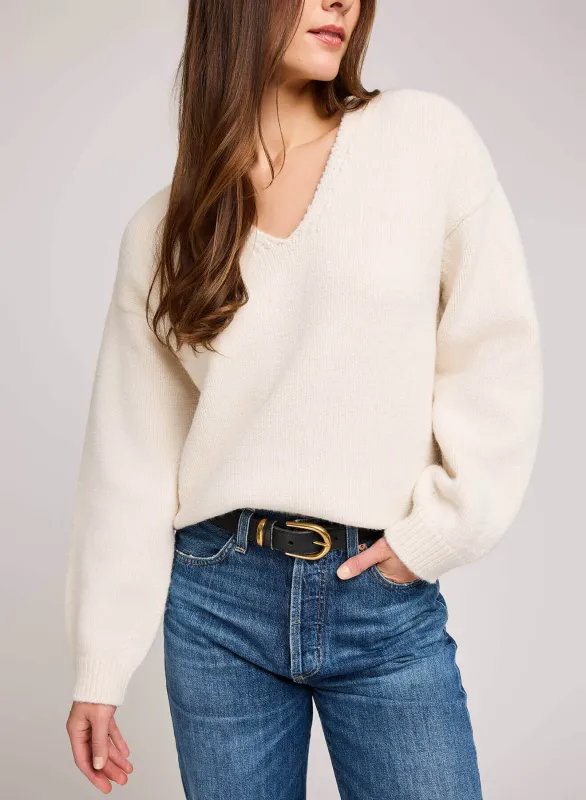 ANGELICA V-NECK SWEATER - ALABASTER sold by Wildflower