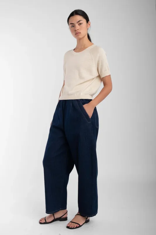DARK INDIGO BARREL PANT sold by Wildflower