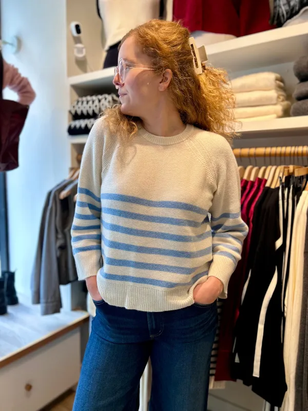 BRETON STRIPE LINKS STITCH RAGLAN CREW sold by Wildflower