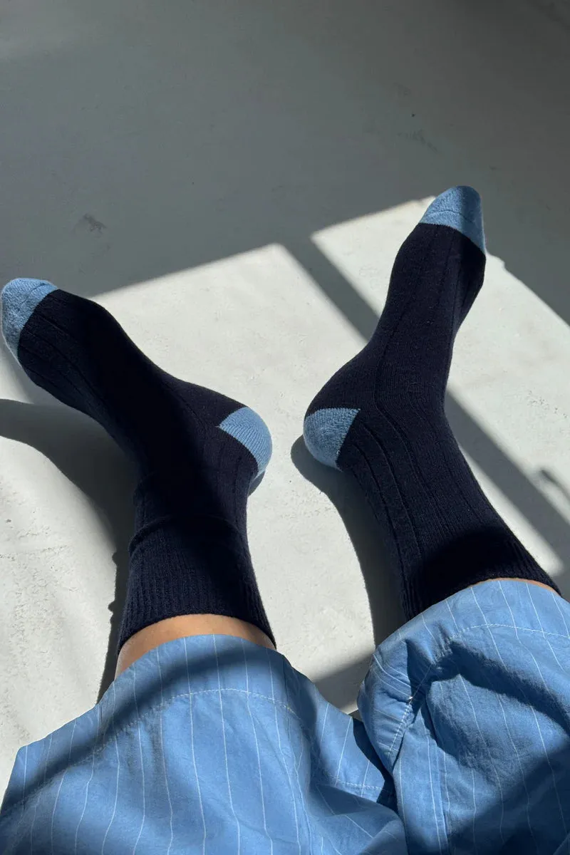 EXTENDED CASHMERE SOCK - NAVY sold by Wildflower