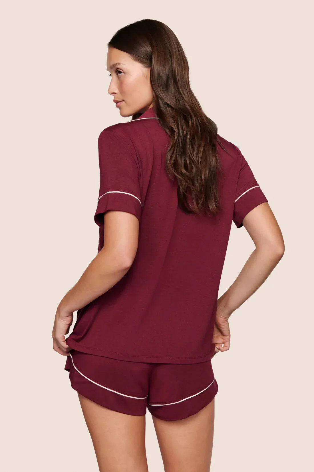 GISELE TENCEL MODAL RELAXED SHORT PJ SET - BOURDEAUX sold by Wildflower product image thumbnail 2