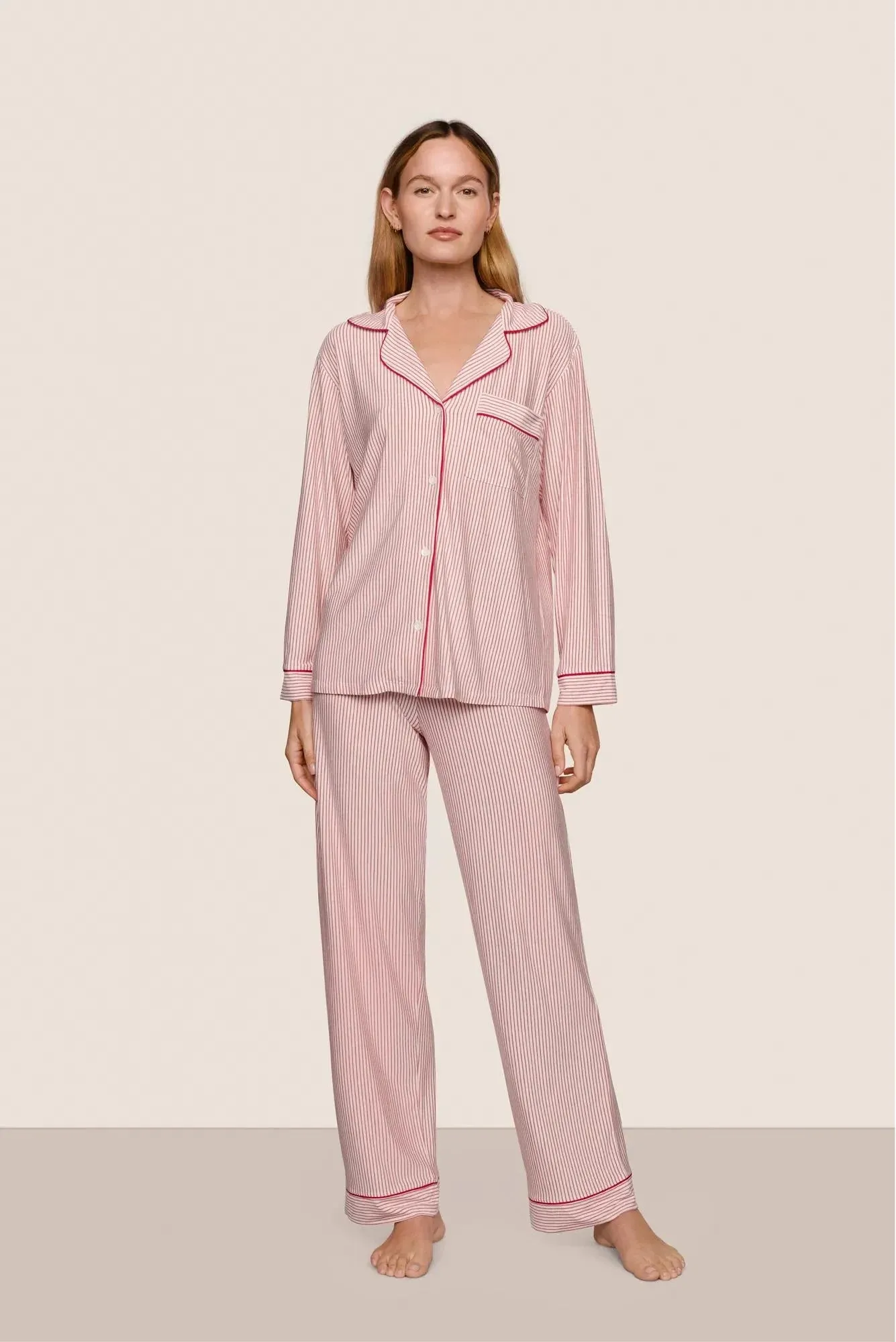 GISELE PRINTED TENCEL MODAL LONG PJ SET - DUO STRIPE HOLLY sold by Wildflower