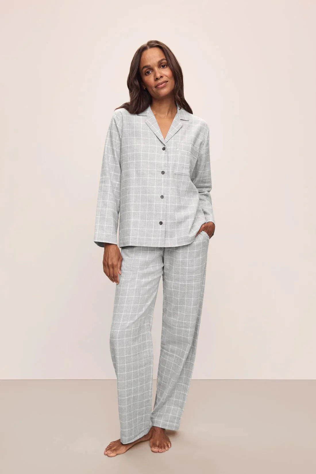 FLANNEL LONG PJ SET - WINTERCHECK HEATHER GREY sold by Wildflower product image thumbnail 2