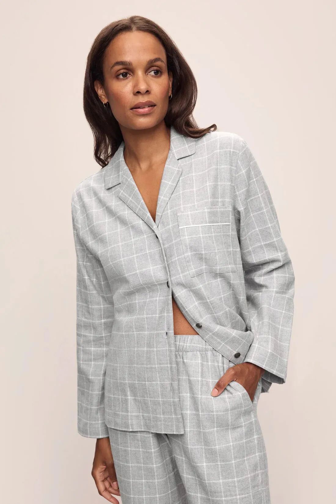 FLANNEL LONG PJ SET - WINTERCHECK HEATHER GREY sold by Wildflower