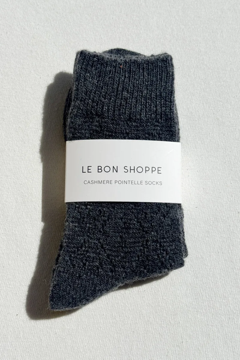 CASHMERE POINTELLE SOCKS - CHARCOAL sold by Wildflower product image thumbnail 4