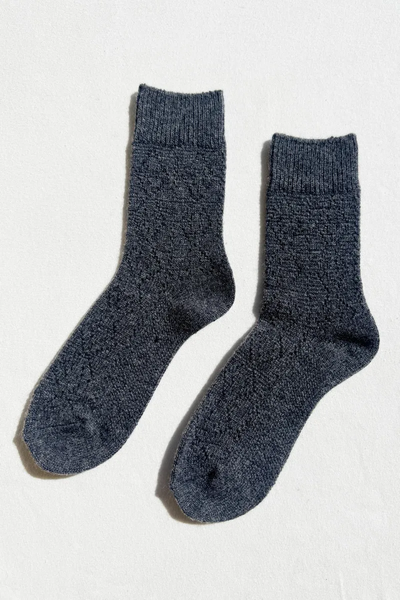 CASHMERE POINTELLE SOCKS - CHARCOAL sold by Wildflower product image thumbnail 3