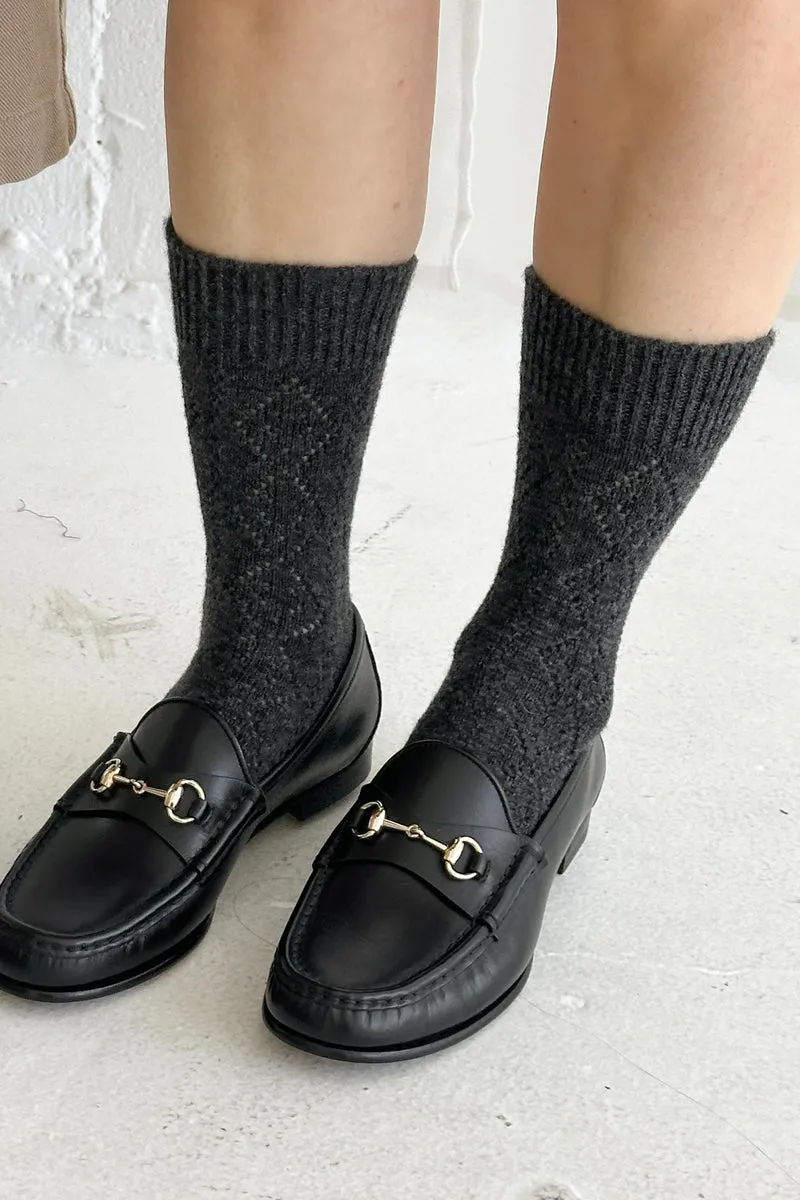 CASHMERE POINTELLE SOCKS - CHARCOAL sold by Wildflower product image thumbnail 2