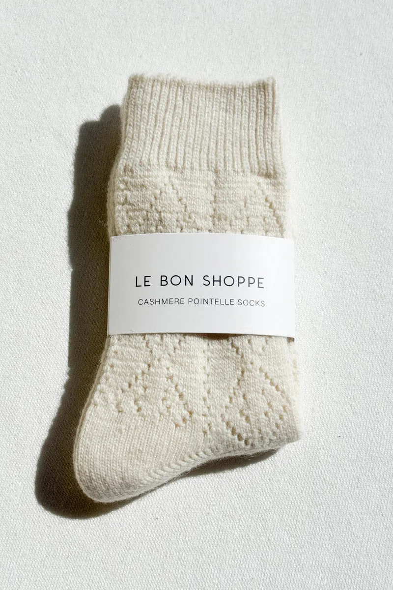 CASHMERE POINTELLE SOCKS - CREAM sold by Wildflower product image thumbnail 4