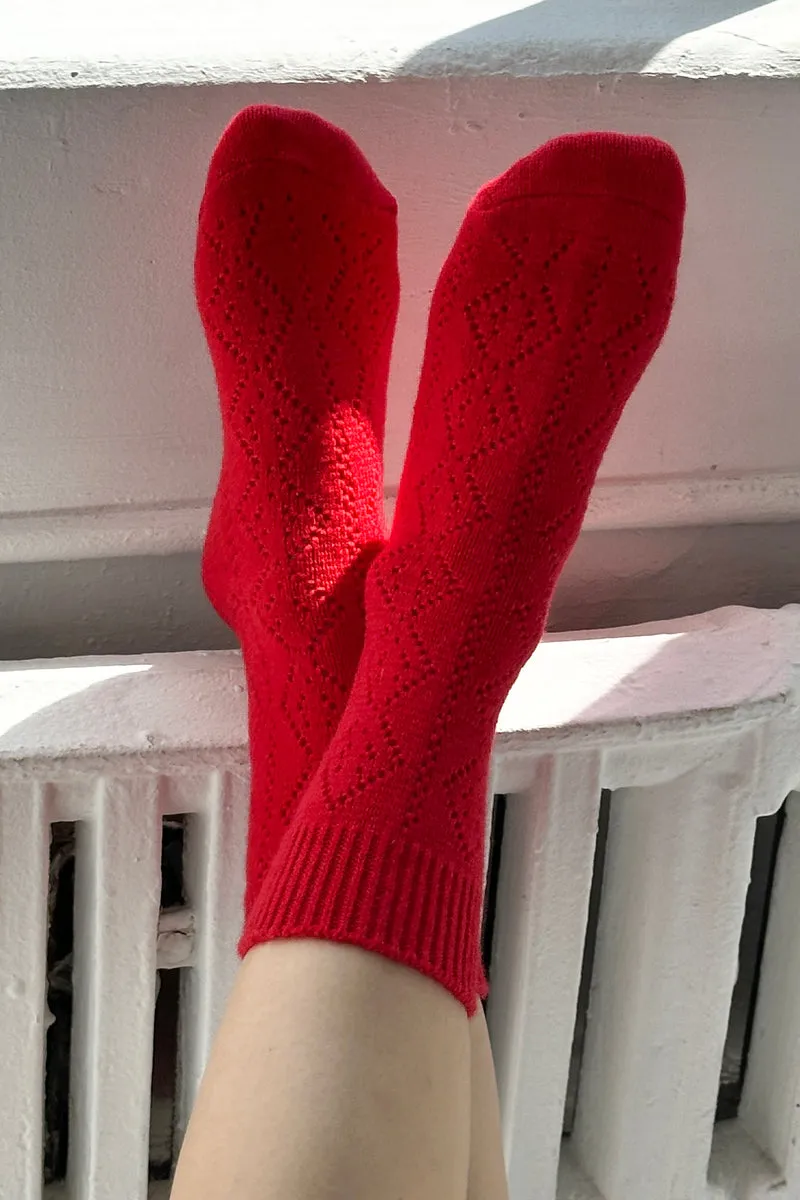 CASHMERE POINTELLE SOCKS - RED sold by Wildflower product image thumbnail 3