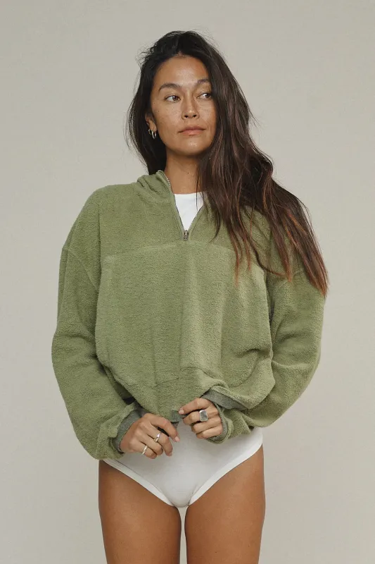 HEATHERED OSPREY CROPPED SWEATSHIRT - OLIVE GREEN sold by Wildflower