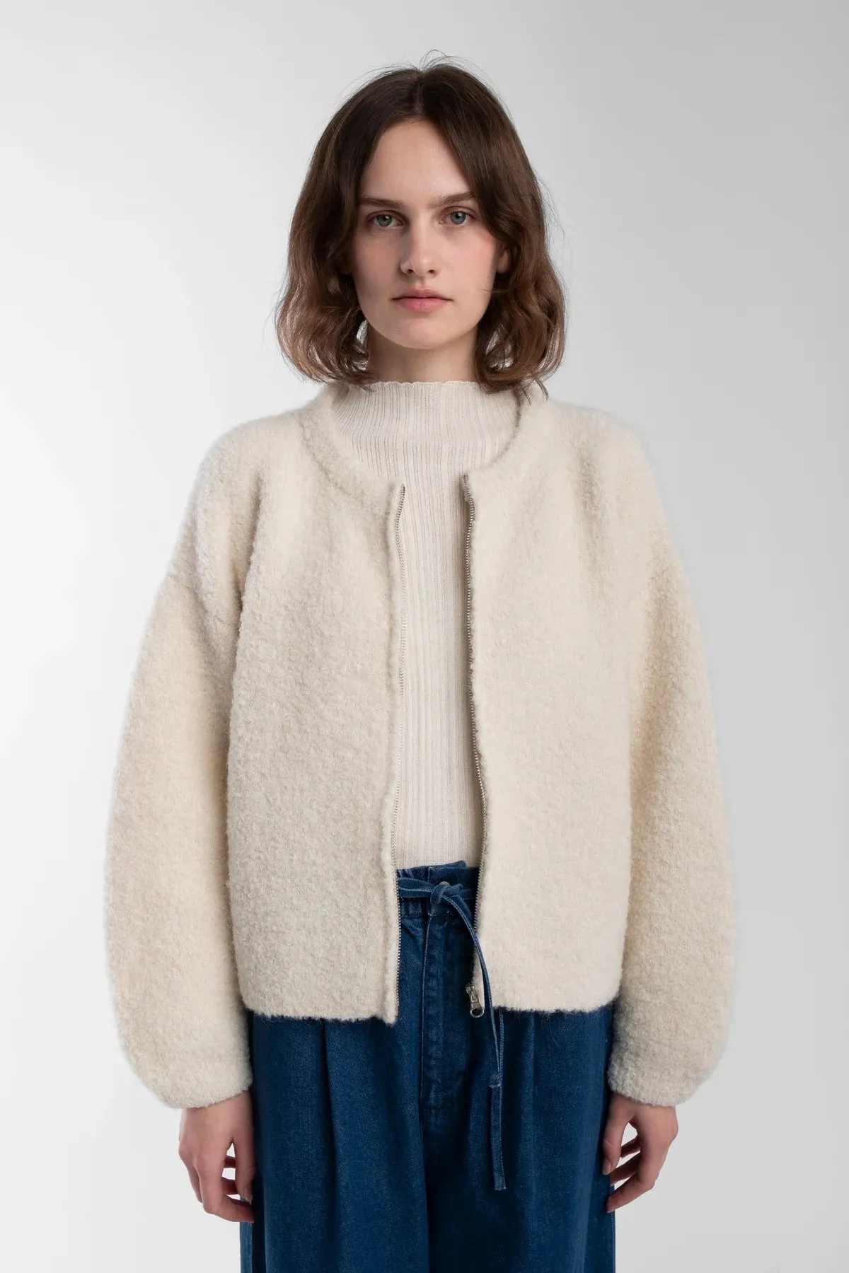CREAM BOUCLE ZIP CARDIGAN sold by Wildflower product image thumbnail 5