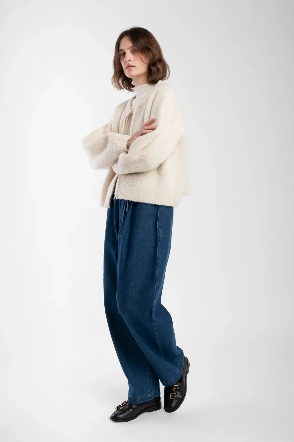 CREAM BOUCLE ZIP CARDIGAN sold by Wildflower product image thumbnail 4