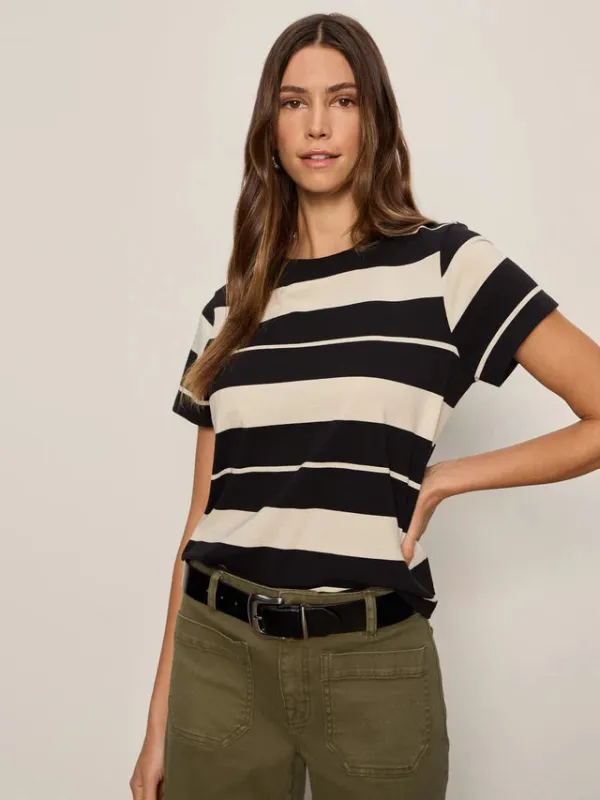 Timeless Tee - Vanilla Creme/Black Stripe sold by Wildflower