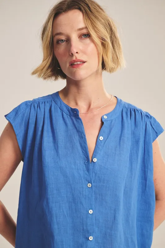 JANEY WOVEN LINEN TOP - BLUEJAY sold by Wildflower