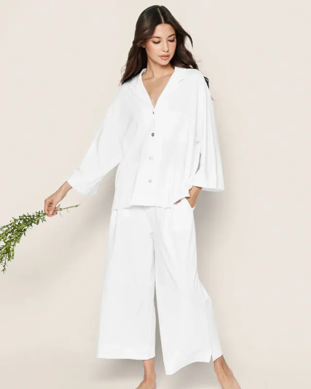 THE OLIVIA WIDE LEG PIMA PAJAMA SET - WHITE sold by Wildflower