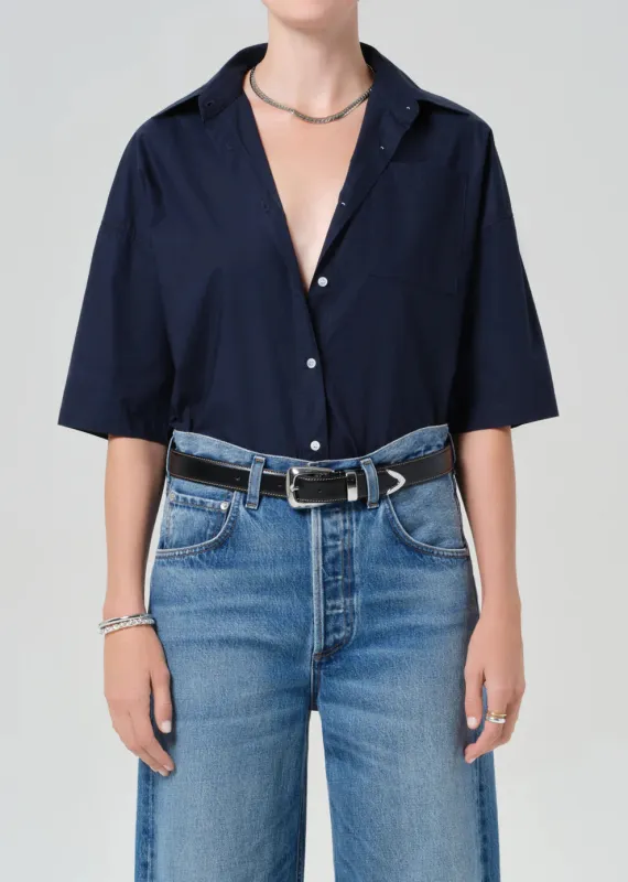 FRANCIS CROPPED CAPE BUTTON UP - NAVY made by Citizens Of Humanity