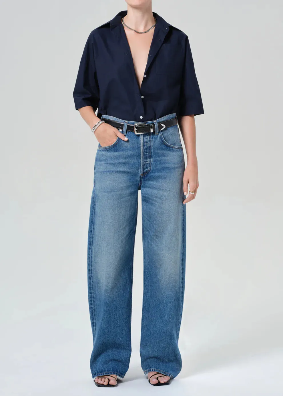 FRANCIS CROPPED CAPE BUTTON UP - NAVY sold by Wildflower product image thumbnail 5