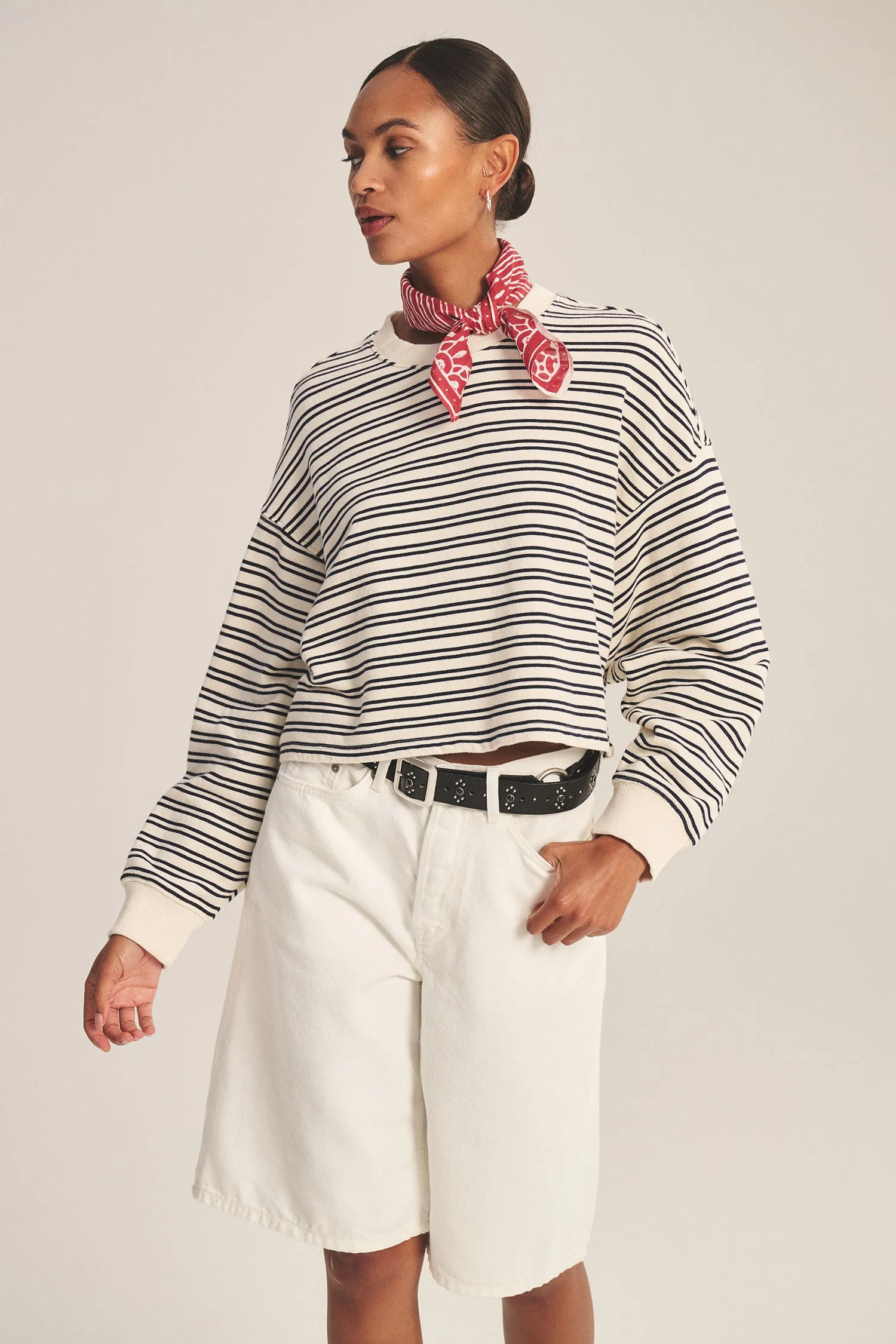 ISABELLE TOP - NATURAL/NAVY sold by Wildflower