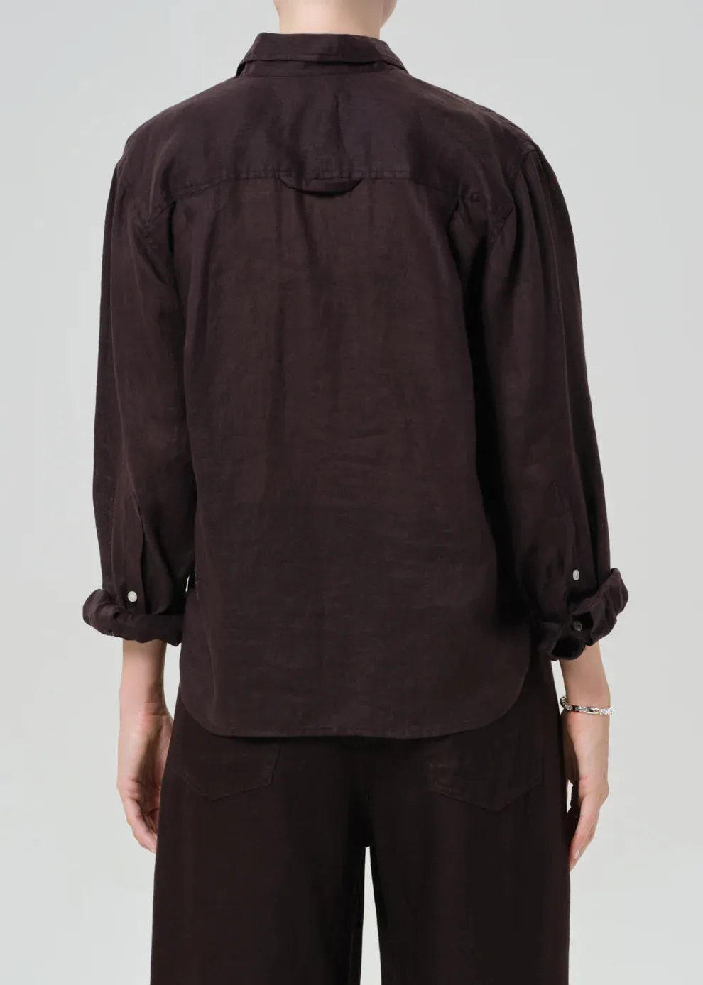 KAYLA SHRUNKEN LINEN SHIRT - CHOCOLATE sold by Wildflower product image thumbnail 2