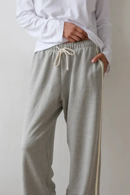 ECO TERRY STRIPE CROP PANT - HEATHER GREY made by DONNI.