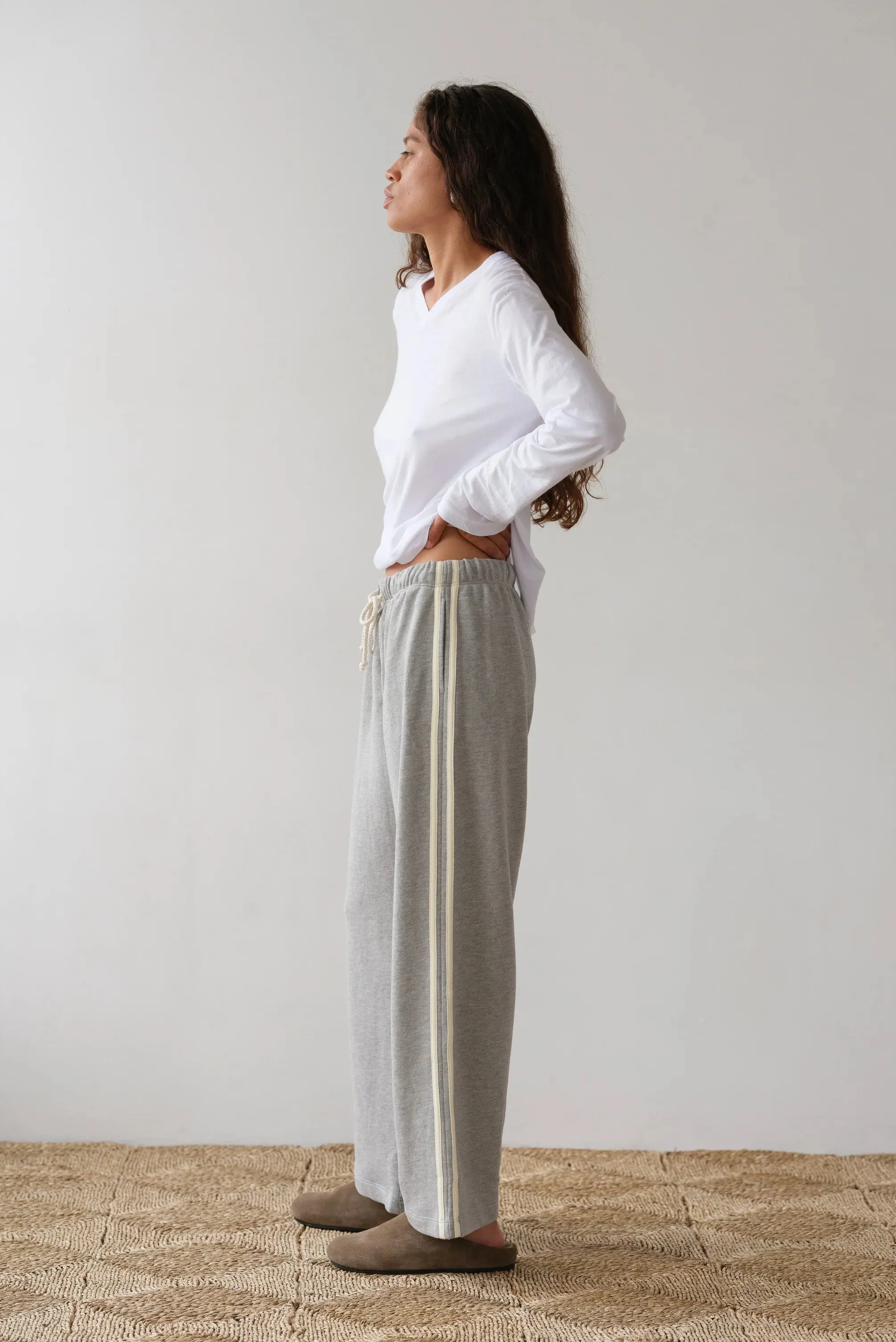 ECO TERRY STRIPE CROP PANT - HEATHER GREY sold by Wildflower product image thumbnail 5