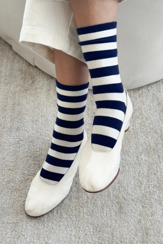 WIDE WALLY SOCKS - NAVY STRIPE made by Le Bon Shoppe