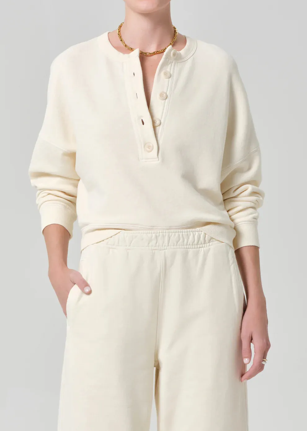 RHOMBOID HENLEY - CREAM sold by Wildflower