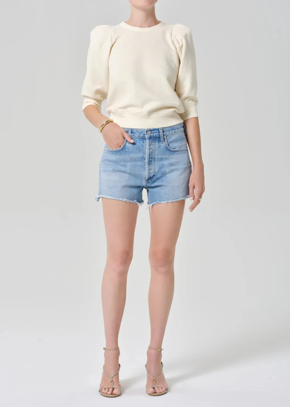 PLEATED SHORT SLEEVE CREW - CREAM sold by Wildflower product image thumbnail 5