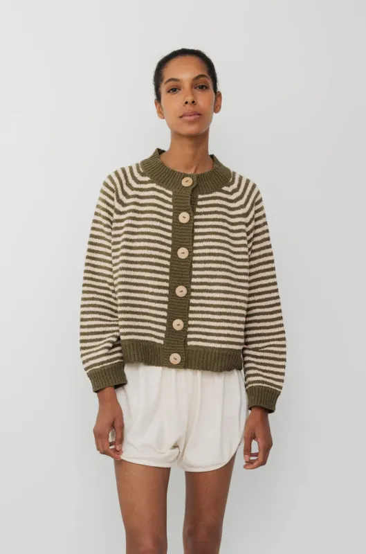 STRIPED BOMBER - OLIVE made by Wol Hide