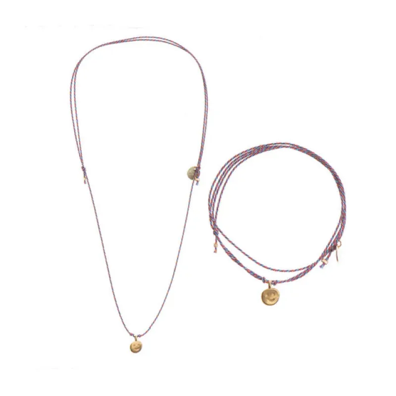 BE HAPPY CORD NECKLACE - BLUE MULTI made by Wildflower